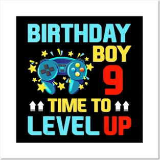 9th Birthday Boy Shirt Video Game Gamer Boys Kids Gift Posters and Art